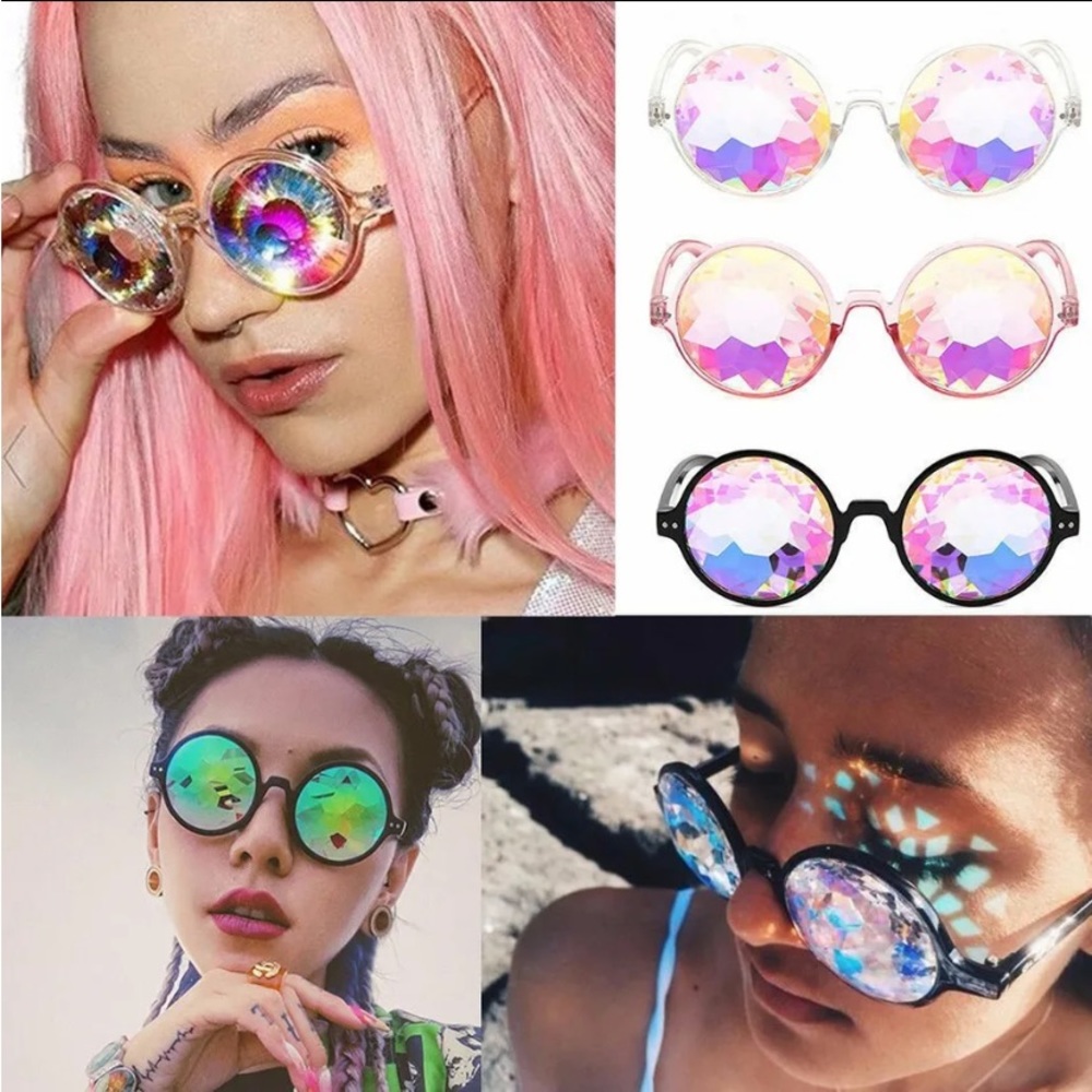 Rainbow Crystal Kaleidoscope Refraction Glasses Spectacles Unisex